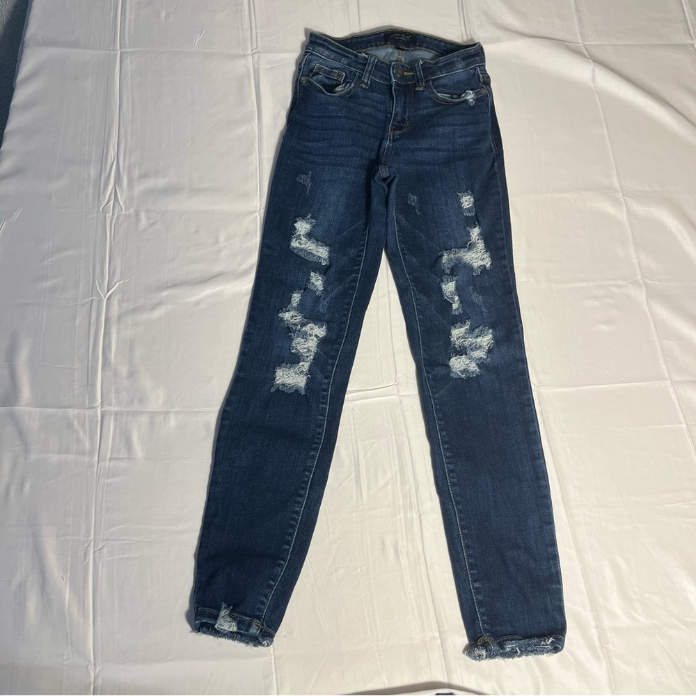 Judy Blue Trendy Distressed Skinny Jeans Women’s Dark Blue Sz 0/24